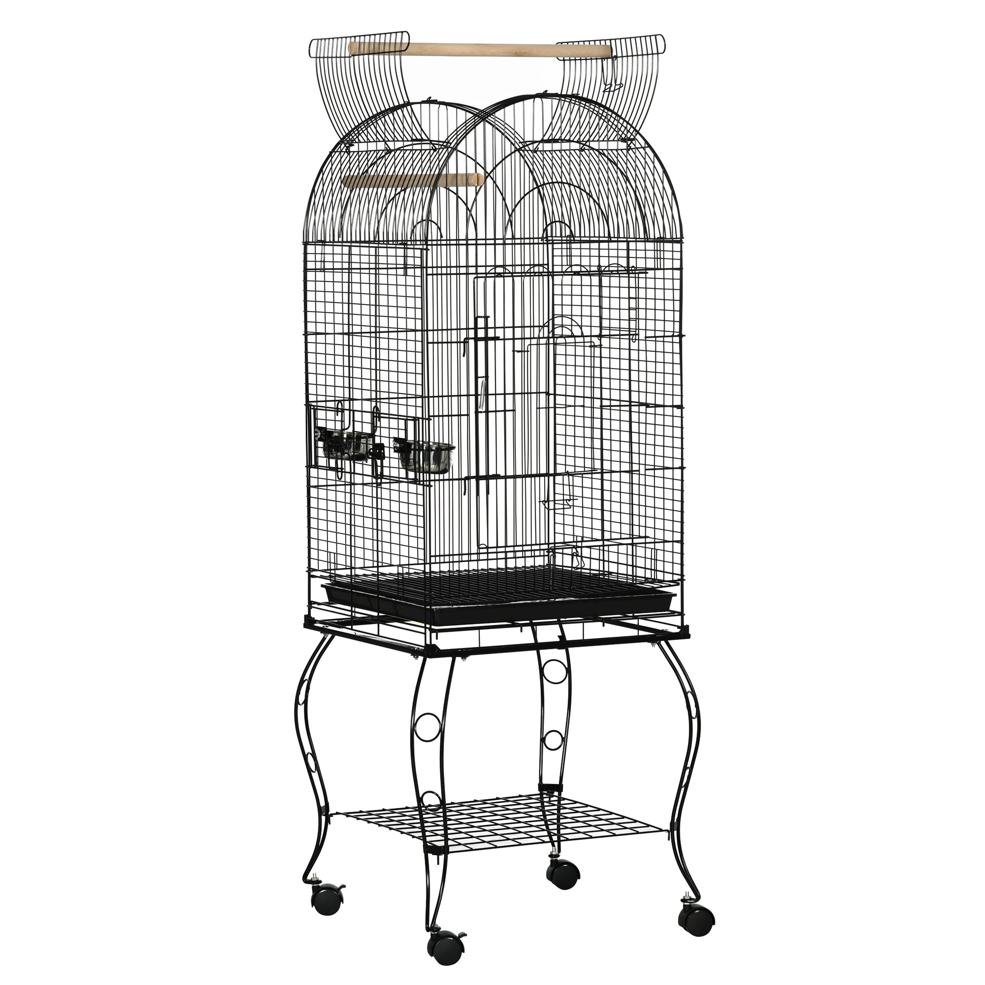 Photo of PawHut 1.53(m) Bird Cage, Pet Viary, Feeding Stand, with Wheels, Perch in Perch colour on a white background
