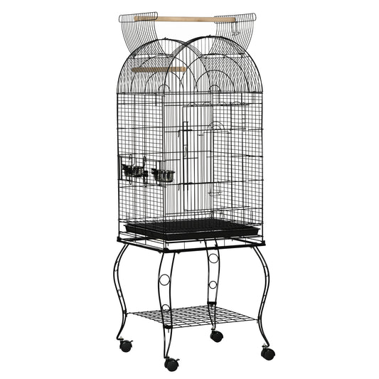 Photo of PawHut 1.53(m) Bird Cage, Pet Viary, Feeding Stand, with Wheels, Perch in Perch colour on a white background