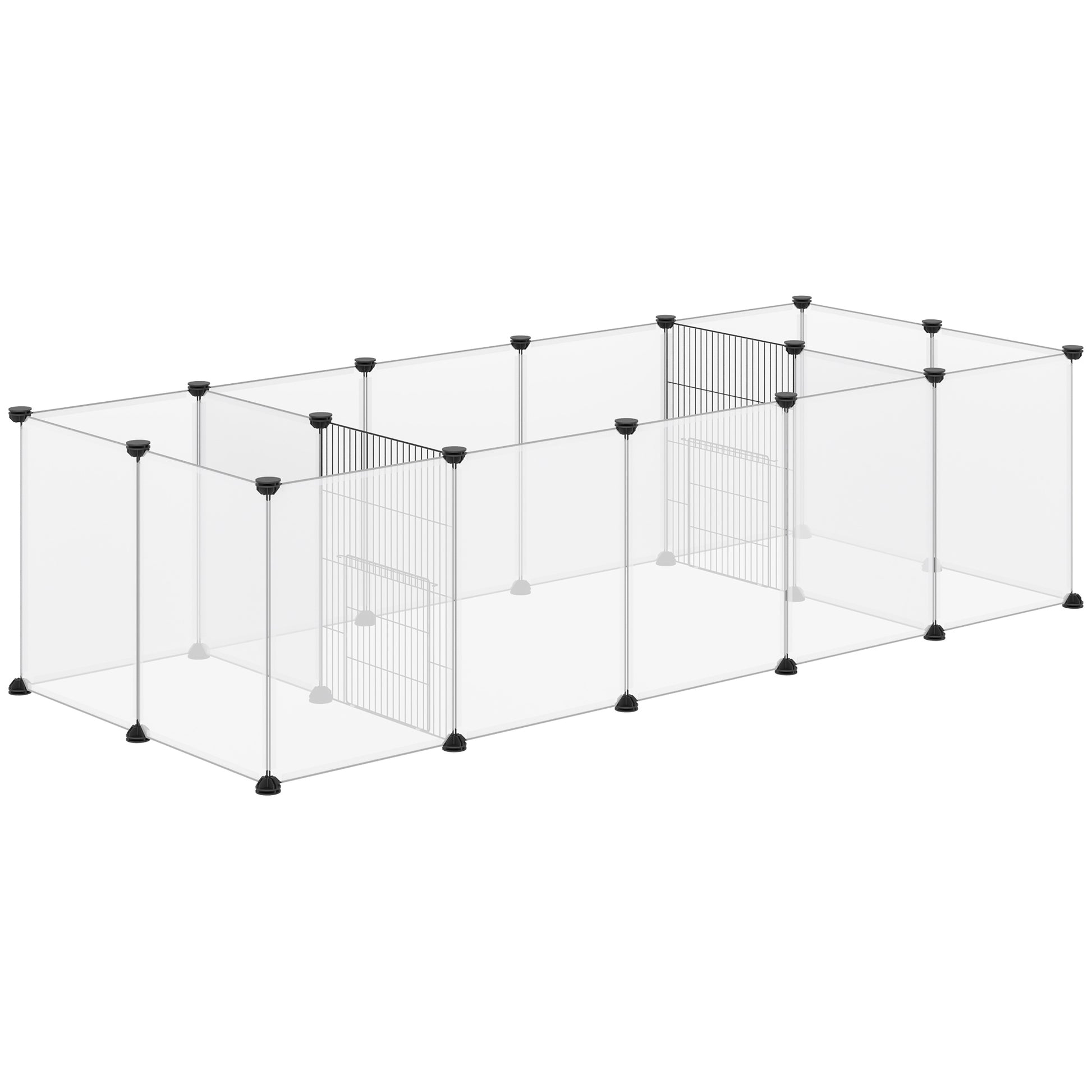 Photo of PawHut 18-Panel Small Animal Cage, Pet Playpen, for Guinea Pigs, Hedgehogs - White in White colour on a white background