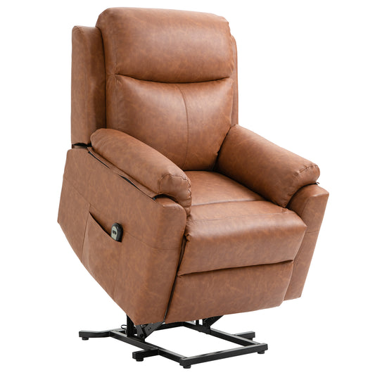 Photo of HOMCOM Faux Leather 70° Electric Riser Recliner Chair - Brown in Brown colour on a white background