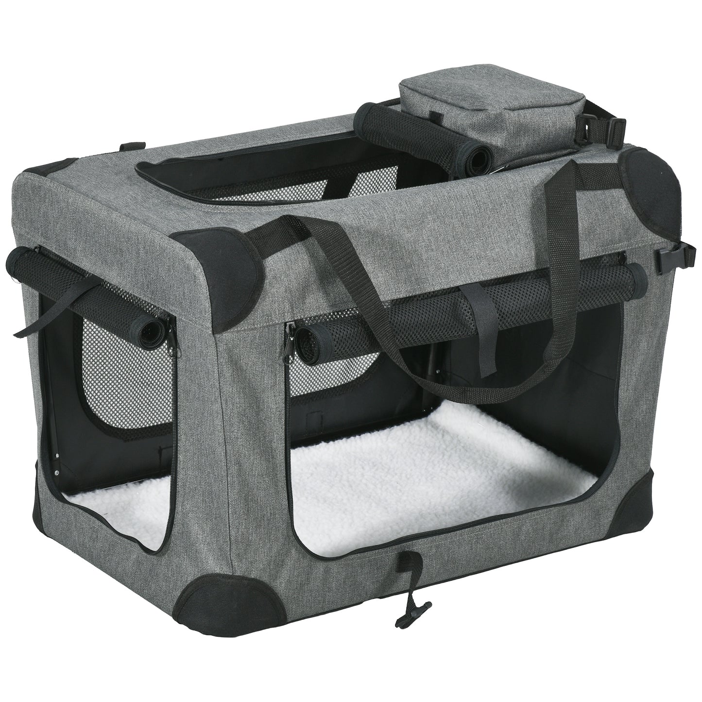 Photo of PawHut Oxford Fabric Folding Pet Carrier Bag Grey in Grey colour on a white background