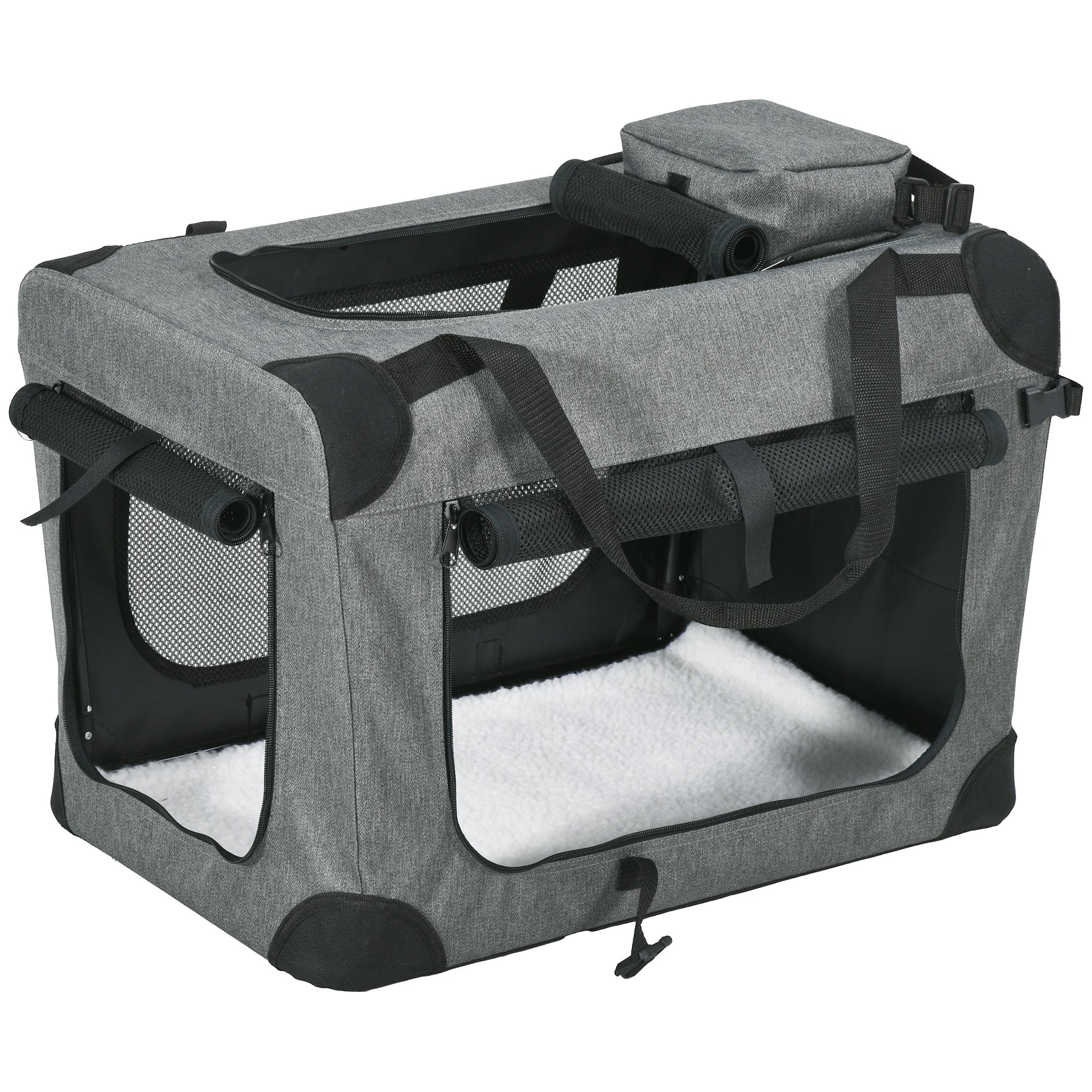 Photo of PawHut Oxford Fabric Folding Pet Carrier Bag Grey in Grey colour on a white background