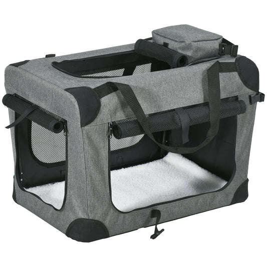 Photo of PawHut Oxford Fabric Folding Pet Carrier Bag Grey in Grey colour on a white background
