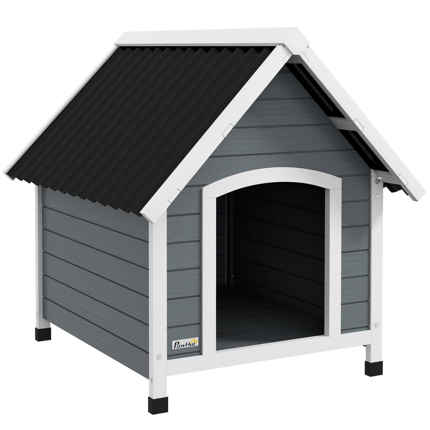 Photo of PawHut Outdoor Dog Kennel, Wooden Dog House, with Removable Floor, Anti-Corrosion Wood, for Medium Dogs,  82H x 75W x 88Dcm in 88Dcm colour on a white background