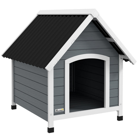 Photo of PawHut Outdoor Dog Kennel, Wooden Dog House, with Removable Floor, Anti-Corrosion Wood, for Medium Dogs,  82H x 75W x 88Dcm in 88Dcm colour on a white background