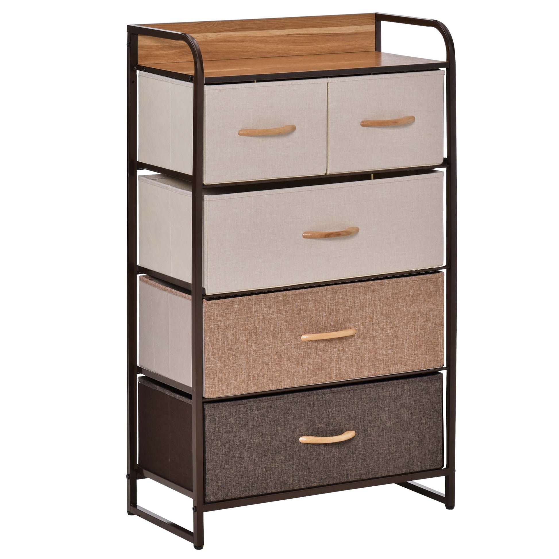 Photo of HOMCOM 5-Drawer Dresser Tower 3-Tier Storage Organizer with Steel Frame Wooden Top for Bedroom Hallway Closets in Closets colour on a white background