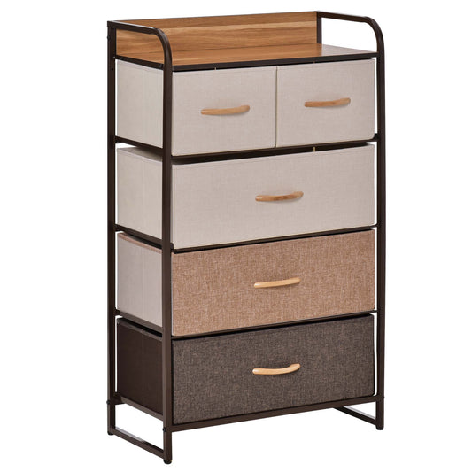 Photo of HOMCOM 5-Drawer Dresser Tower 3-Tier Storage Organizer with Steel Frame Wooden Top for Bedroom Hallway Closets in Closets colour on a white background