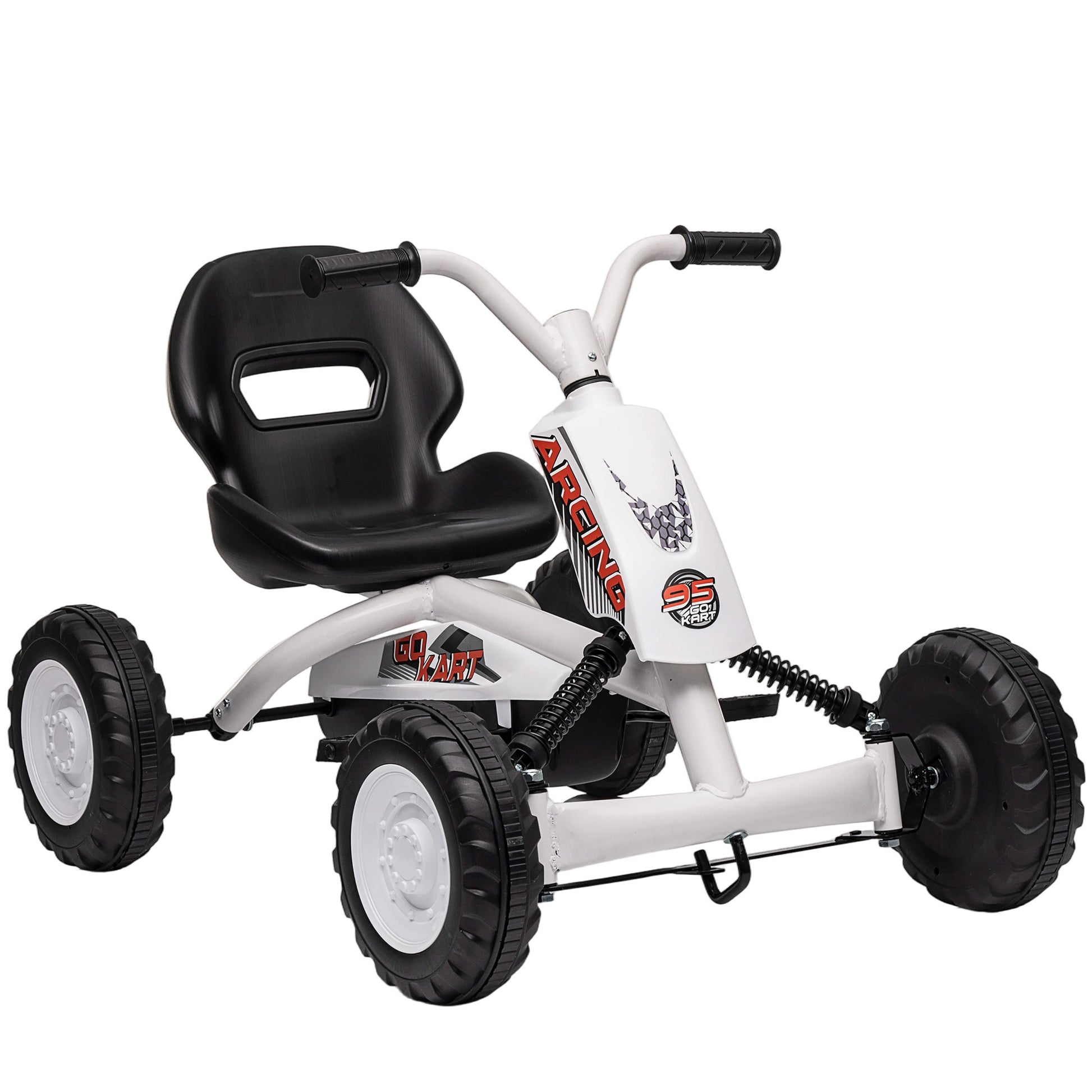 Photo of AIYAPLAY Kids Pedal Go Kart with Steel Frame, Sporty Design, for Ages 2-5 Years, White in White colour on a white background