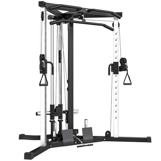 Photo of SPORTNOW Home Gym Machine, Multifunctional Gym Equipment with High and Low Pulleys, Pull Up Bar, 15-Position Adjustable Strength Training Workout Station for Full Body Fitness in Fitness colour on a white background