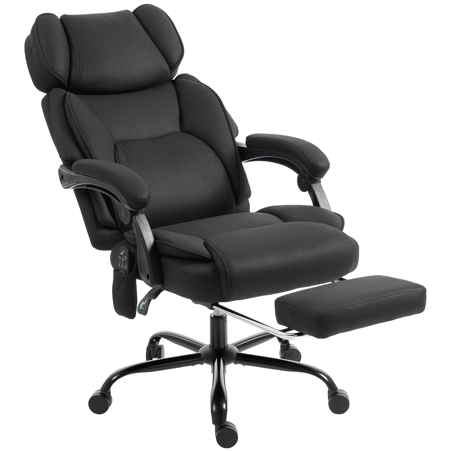 Photo of HOMCOM High Back Vibration Massage Office Chair Heated Reclining Computer Chair w/ Adjustable Height, Swivel Wheels, Black in Black colour on a white background