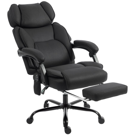 Photo of HOMCOM High Back Vibration Massage Office Chair Heated Reclining Computer Chair w/ Adjustable Height, Swivel Wheels, Black in Black colour on a white background