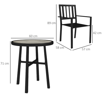 Outsunny patio bistro table and chair with dimensions marked
