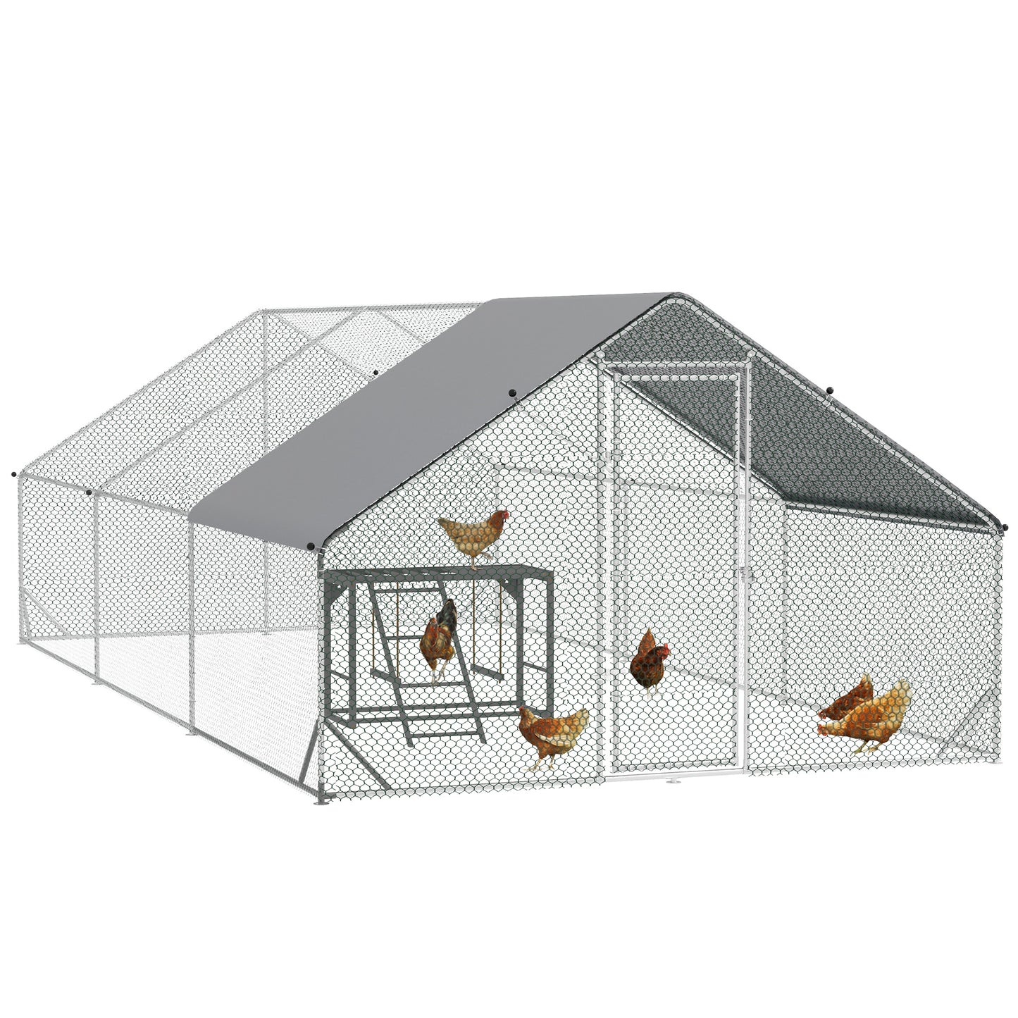 Photo of PawHut Walk In Chicken Run with Chicken Activity Shelf and Cover, 3 x 6 x 2m in 2m colour on a white background