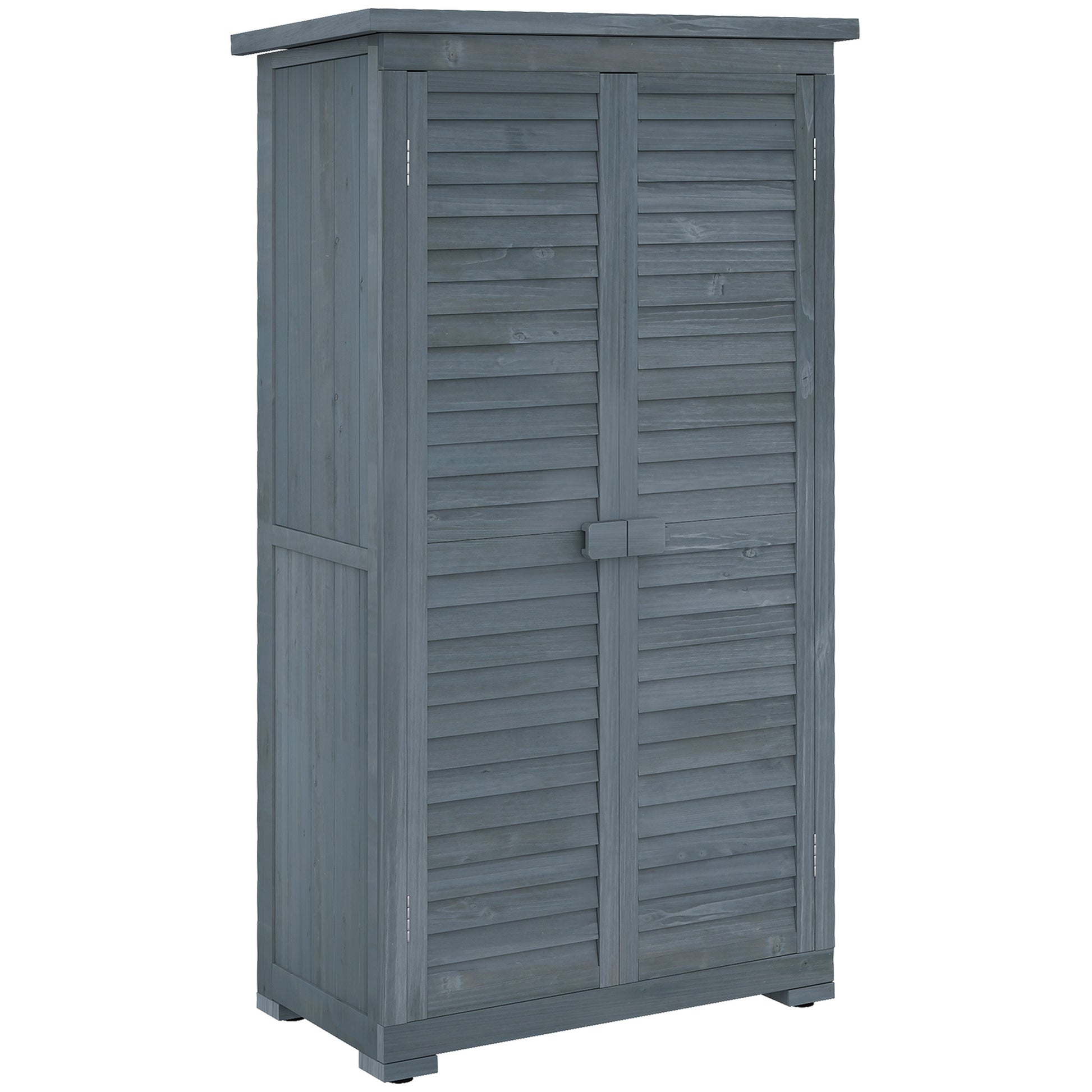Photo of Outsunny 39.5 x 79cm Fir Wood Garden Shed - Grey in Grey colour on a white background