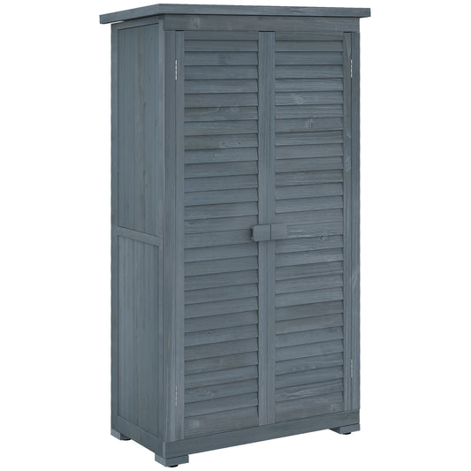 Photo of Outsunny 39.5 x 79cm Fir Wood Garden Shed - Grey in Grey colour on a white background