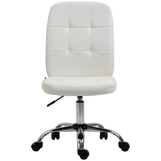 Photo of Vinsetto Armless Faux Leather Office Chair - White in White colour on a white background