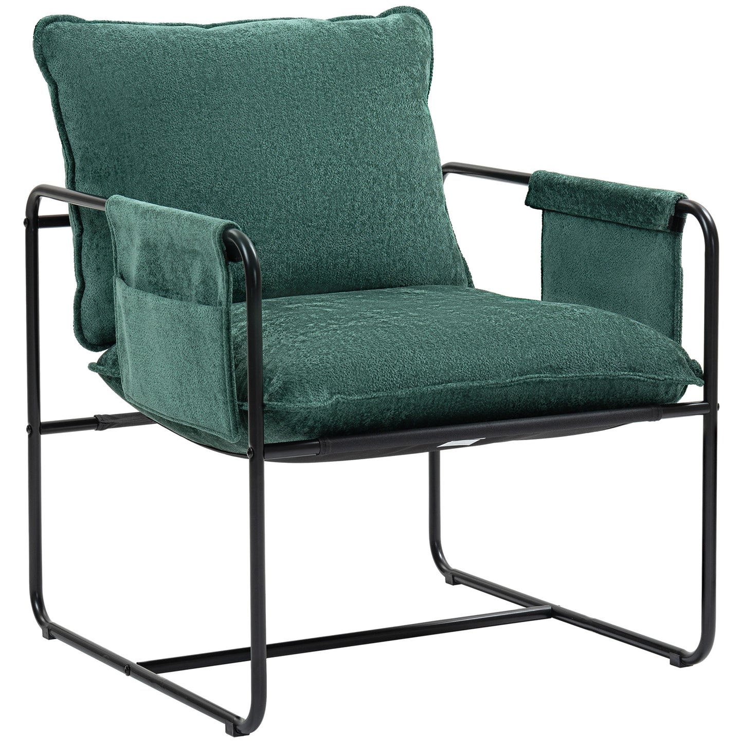 Photo of HOMCOM Minimal Padded Accent Chair, with Pockets - Green in Green colour on a white background
