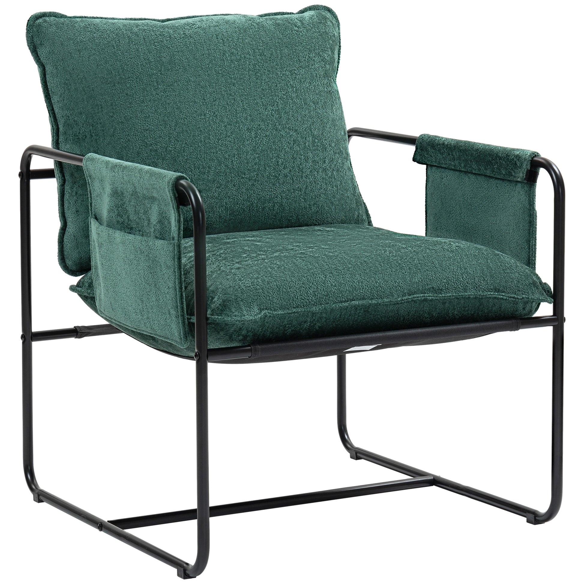 Photo of HOMCOM Minimal Padded Accent Chair, with Pockets - Green in Green colour on a white background