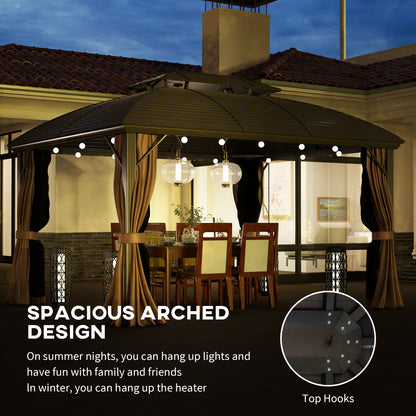 Outsunny hardtop gazebo with arched frame, tied-back curtains and top hooks