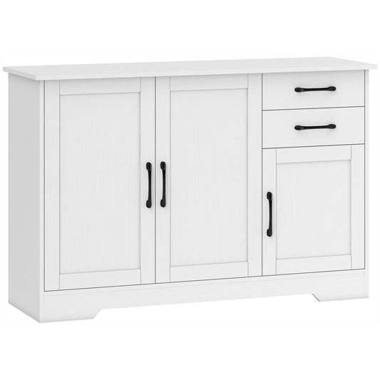 Photo of HOMCOM Sideboard with 2 Drawers Modern Storage Cabinet, Kitchen Cupboard with Adjustable Shelf and 3 Doors White in White colour on a white background
