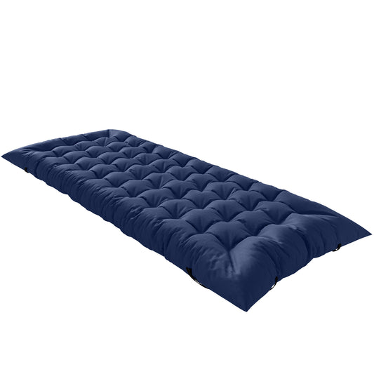 Photo of Outsunny Sleeping Mat, Foldable Camping Mattress Pad with Four Corner Elastic Straps, Dark Blue in Blue colour on a white background