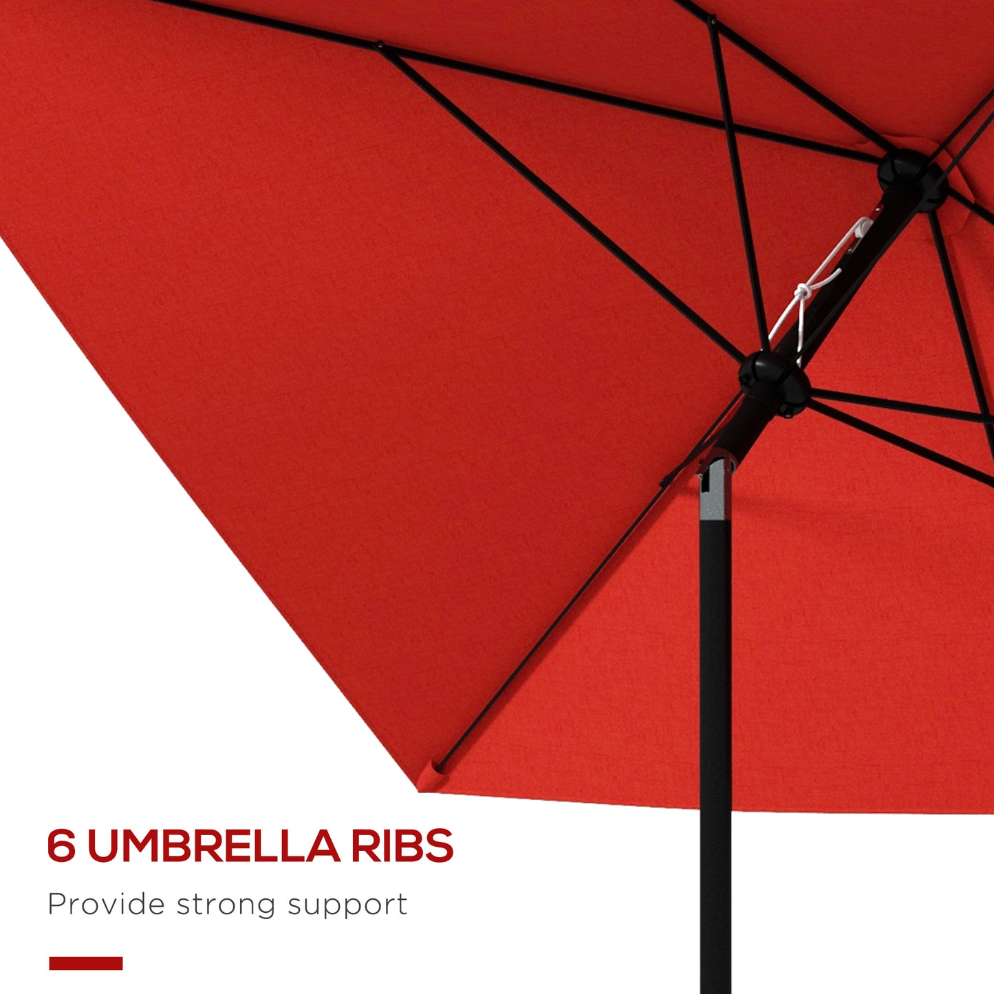 Outsunny 2 x 3 m Rectangular Parasol Umbrella - Red
