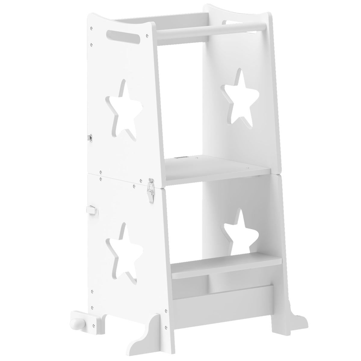 Photo of AIYAPLAY 2-in-1 Toddler Step Stool with Safety Rail for Kitchen, Bathroom, White in White colour on a white background