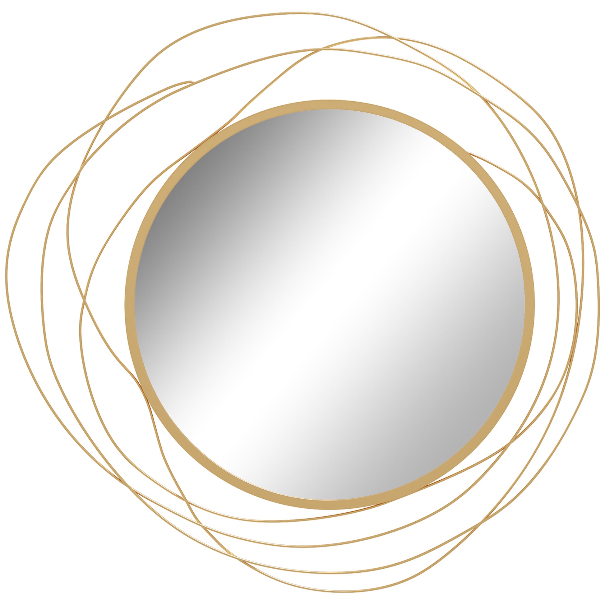 Photo of HOMCOM Metal Wall Art 65cm Modern Decorative Mirror Decor for Living Room Bedroom Dining Room, Gold Tone in Tone colour on a white background