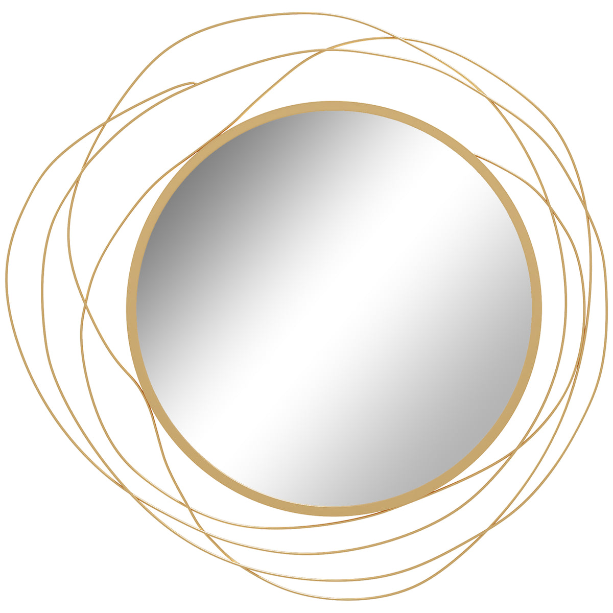 Photo of HOMCOM Metal Wall Art 65cm Modern Decorative Mirror Decor for Living Room Bedroom Dining Room, Gold Tone in Tone colour on a white background