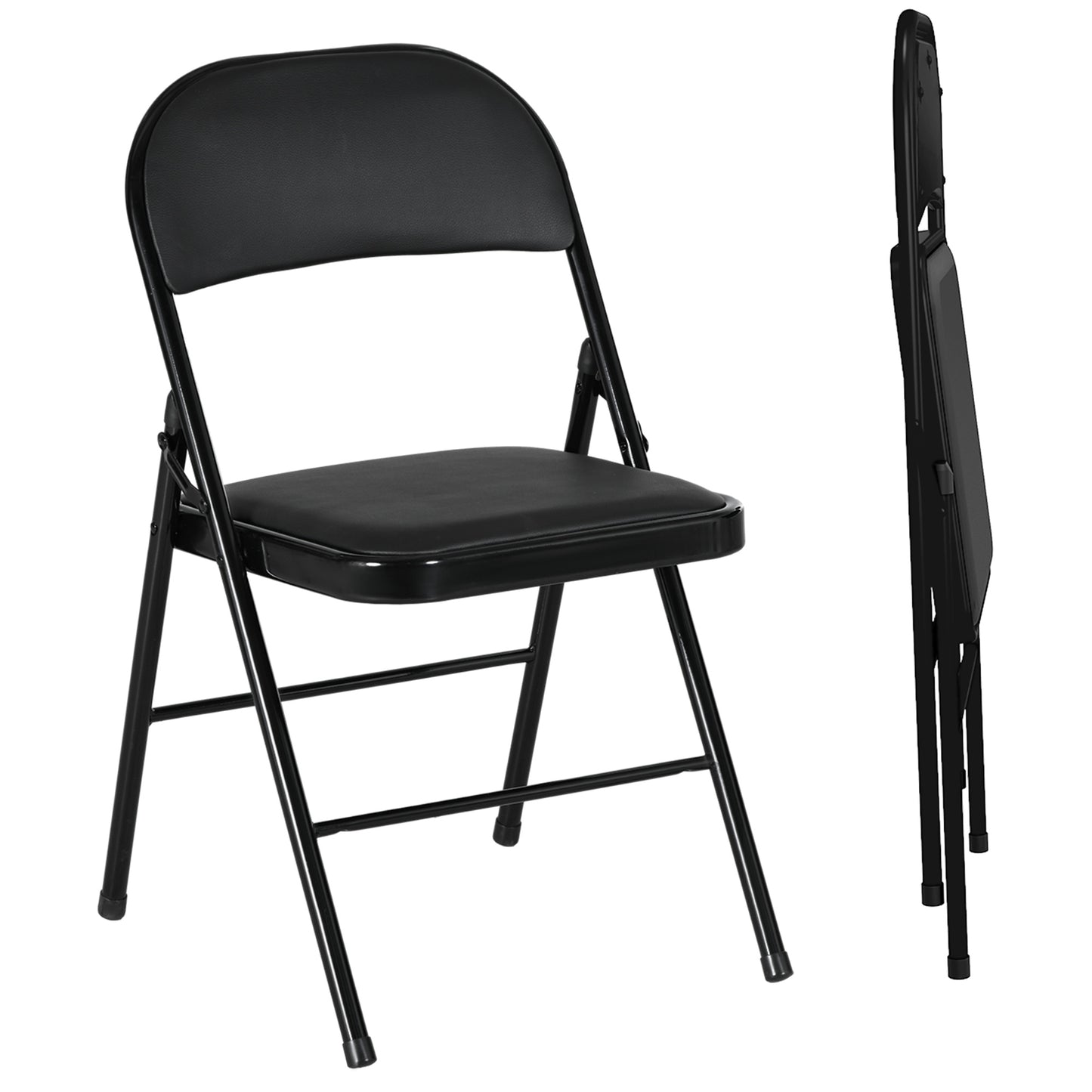 Photo of HOMCOM Set of Two Cushioned Folding Chairs - Black in Black colour on a white background