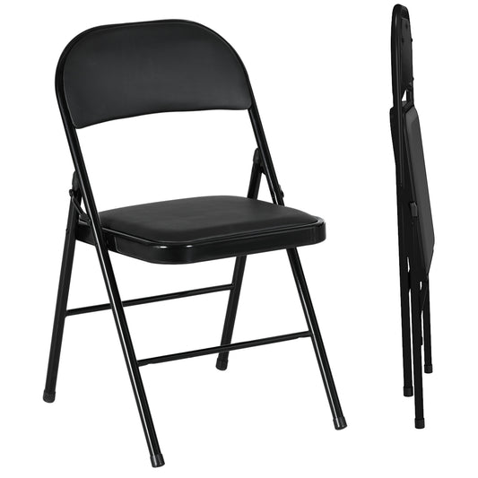 Photo of HOMCOM Set of Two Cushioned Folding Chairs - Black in Black colour on a white background