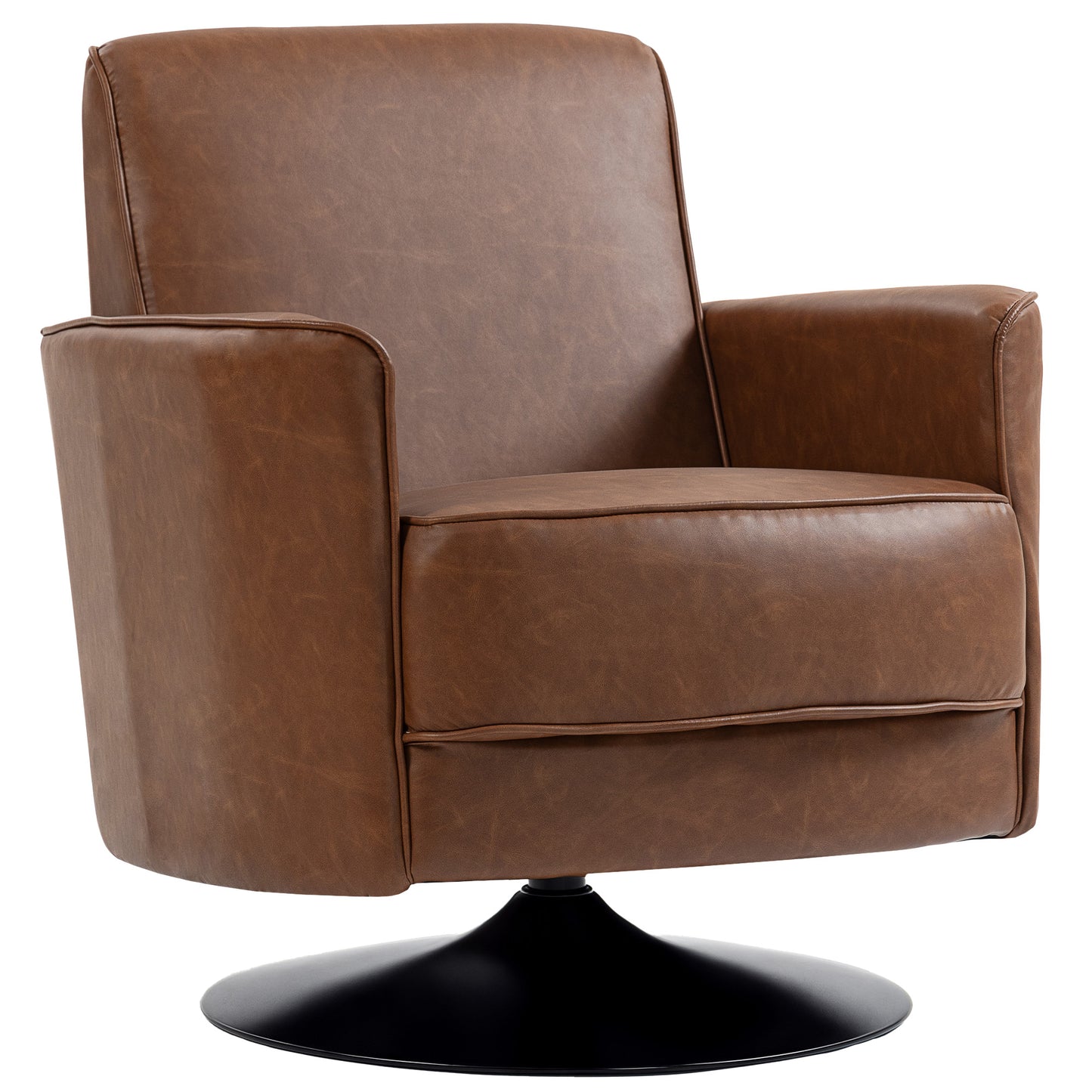 Photo of HOMCOM Upholstered Swivel Accent Chair with Pocket Spring Seat Support and 20cm Thick Padding, Brown in Brown colour on a white background