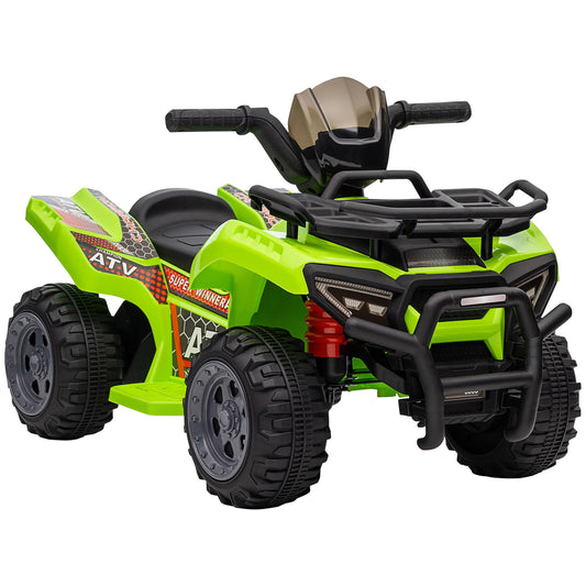 Photo of HOMCOM 6V Kids Electric Ride on Car Toddlers Quad Bike All Terrain Vehicle Toy With Music for 18-36 months Green in Green colour on a white background