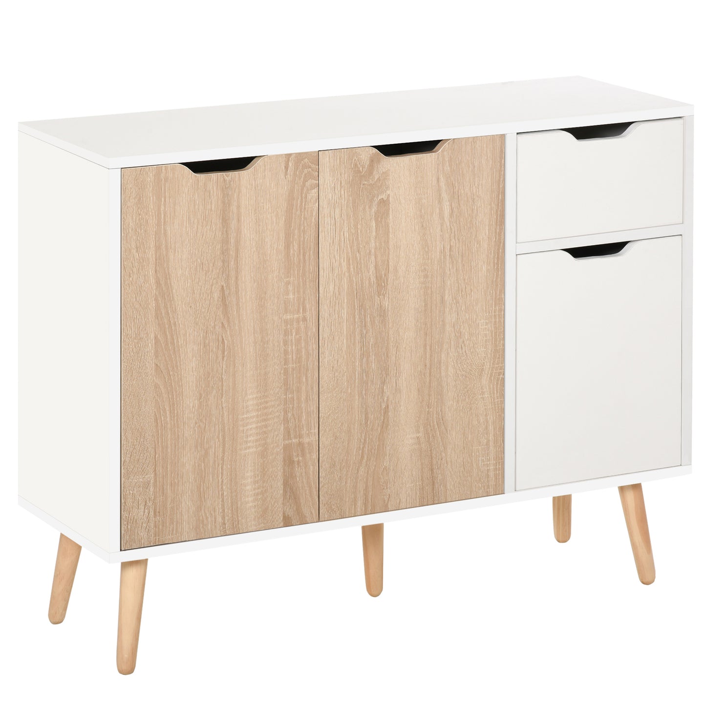 Photo of HOMCOM Sideboard Floor Standing Storage Cabinet with Drawer for Bedroom, Living Room, Home Office, Natural in Natural colour on a white background