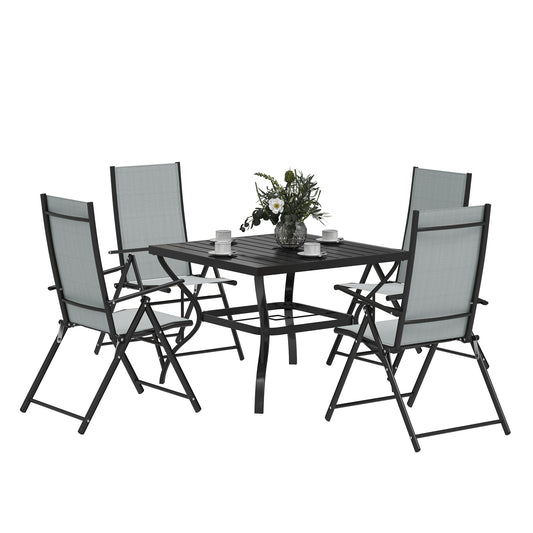 Photo of Outsunny Five-Piece Steel Frame Patio Set - Grey/Black in Grey/Black colour on a white background