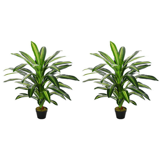 Photo of Outsunny Set of Two Artificial Dracaena Plants in Plants colour on a white background
