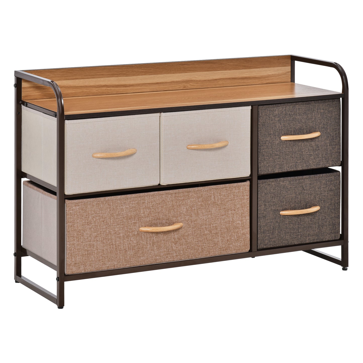 Photo of HOMCOM 5-Drawer Dresser, Linen Fabric Chest of Drawers, Dresser Tower Unit for Bedroom Hallway Entryway, Storage Organizer with Steel Frame Wooden Top in Top colour on a white background
