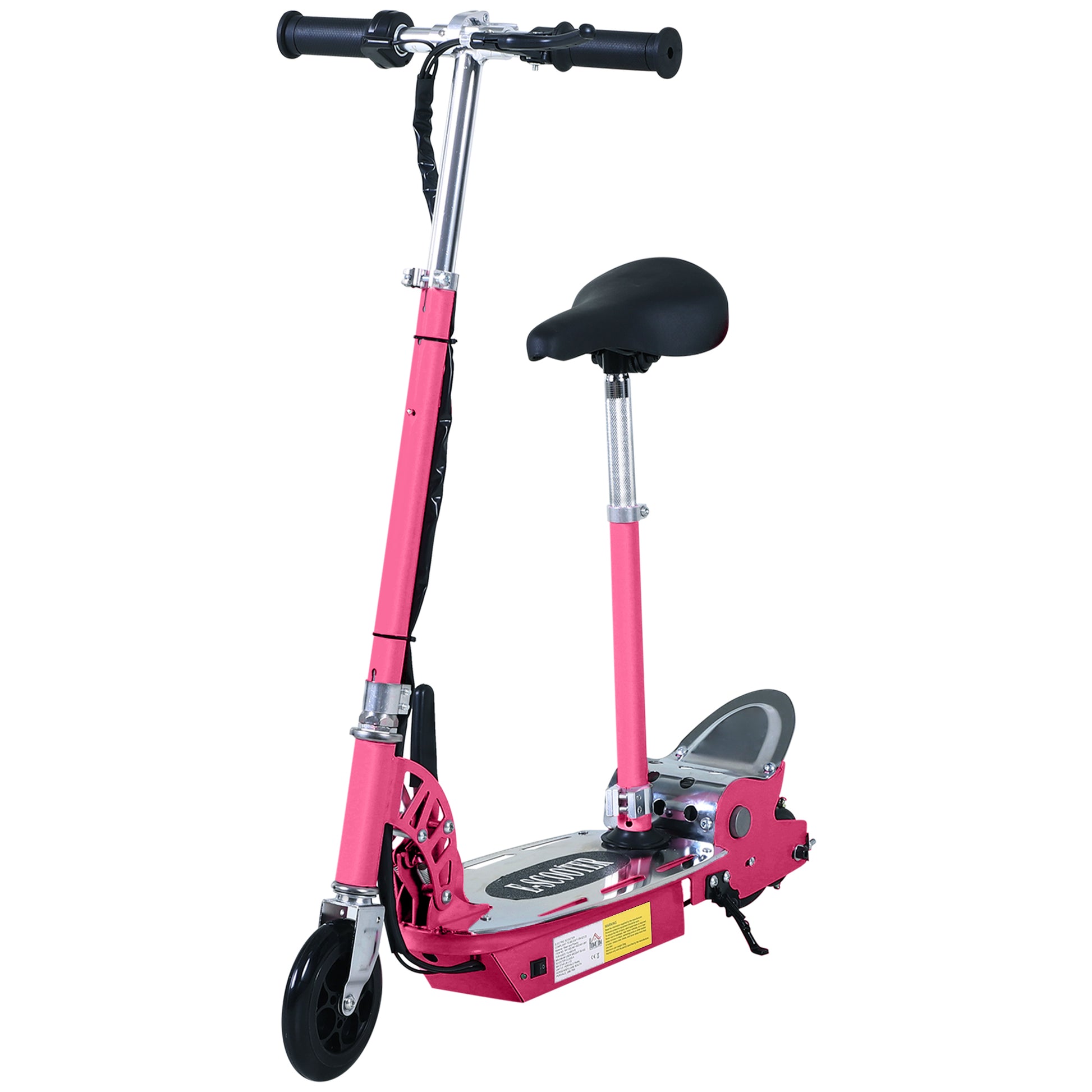 Photo of HOMCOM Foldable Powered Scooter with Adjustable Seat, Brake, Pink in Pink colour on a white background