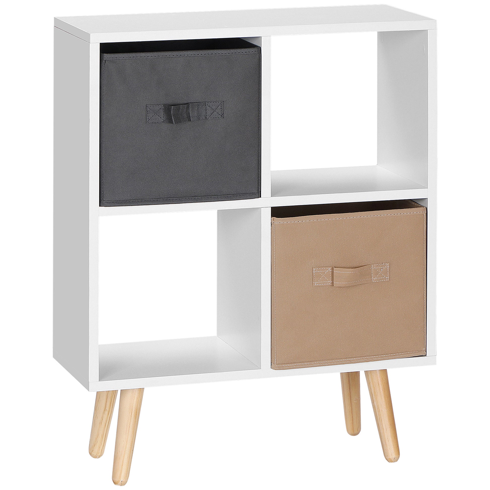 Photo of HOMCOM Freestanding 4 Cube Unit Cabinet Unit w/ 3 Fabric Drawers Handles Home Office Storage Shelves in Shelves colour on a white background