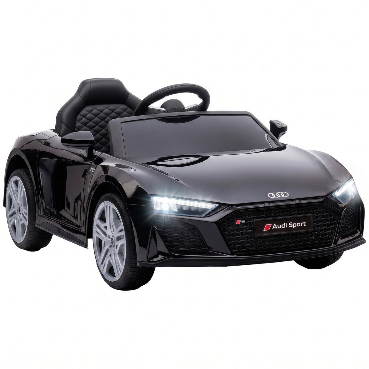 Photo of AIYAPLAY Licensed Audi R8 Spyder 12V Electric Car for Kids with Remote Control, Dual Motors, Rear Suspension, Soft Start, Black in Black colour on a white background