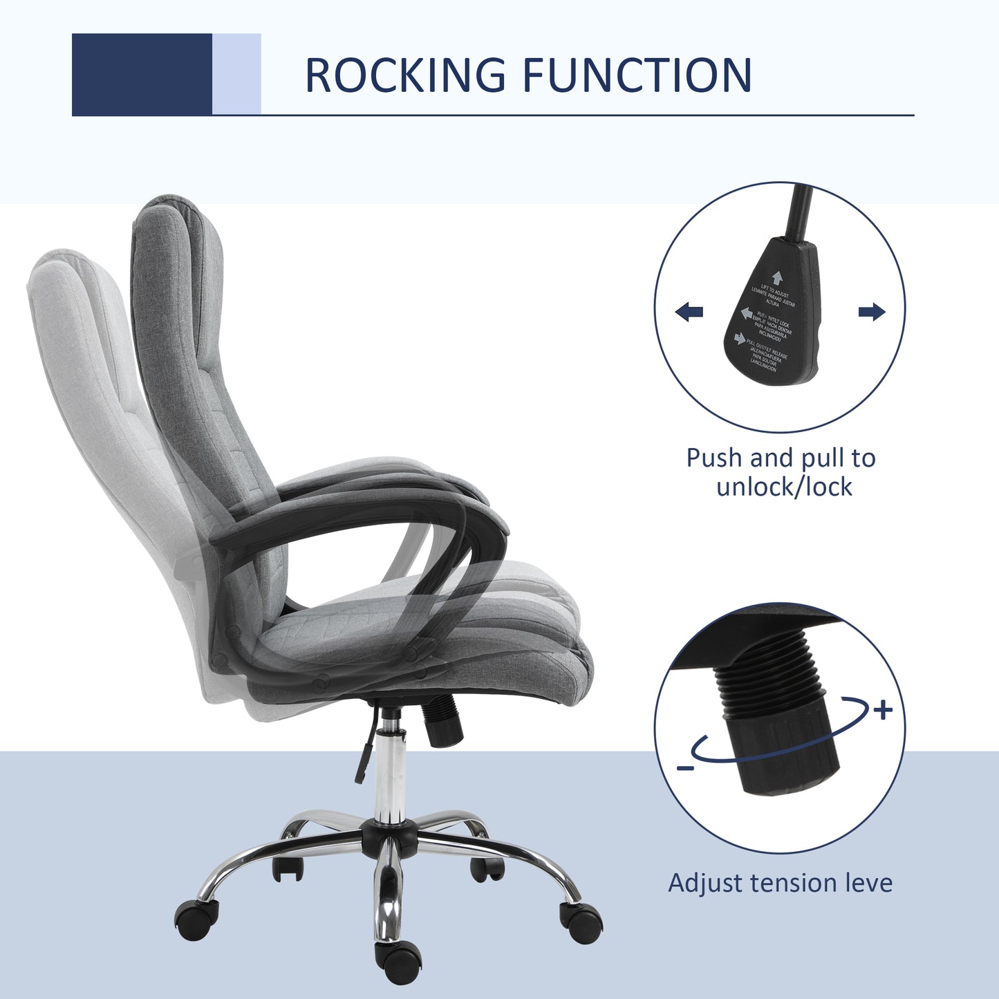 Vinsetto Linen-Look Swivel Office Chair - Dark Grey