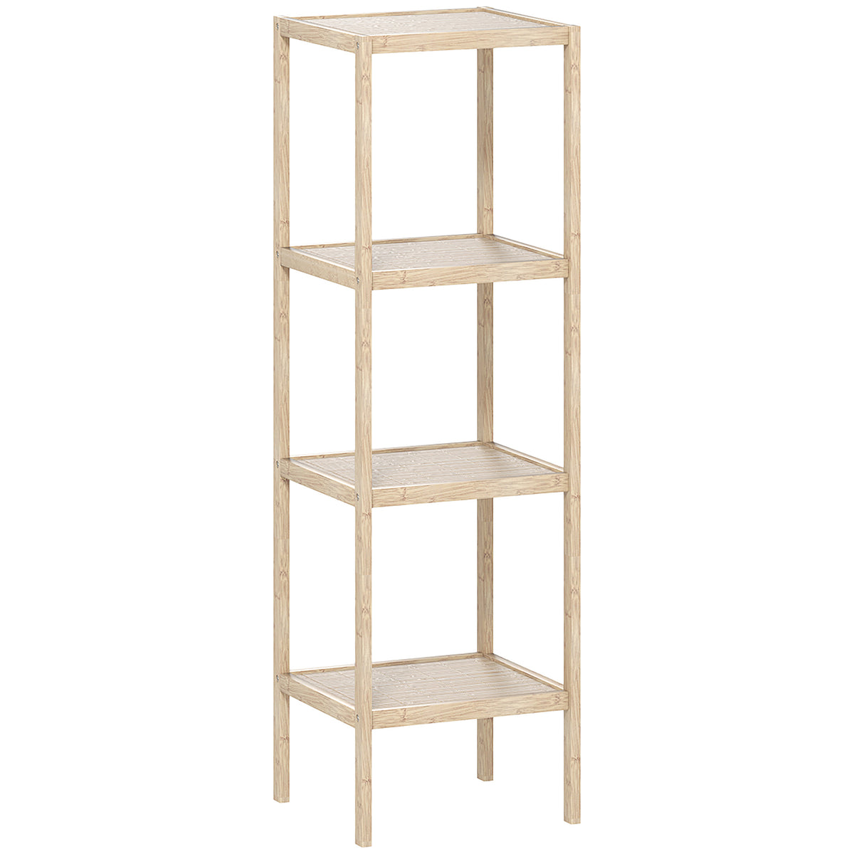 Photo of HOMCOM Four-Tier Bamboo Bathroom Shelf - Natural Finish in Finish colour on a white background