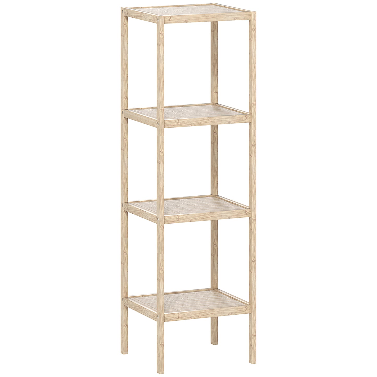 Photo of HOMCOM Four-Tier Bamboo Bathroom Shelf - Natural Finish in Finish colour on a white background