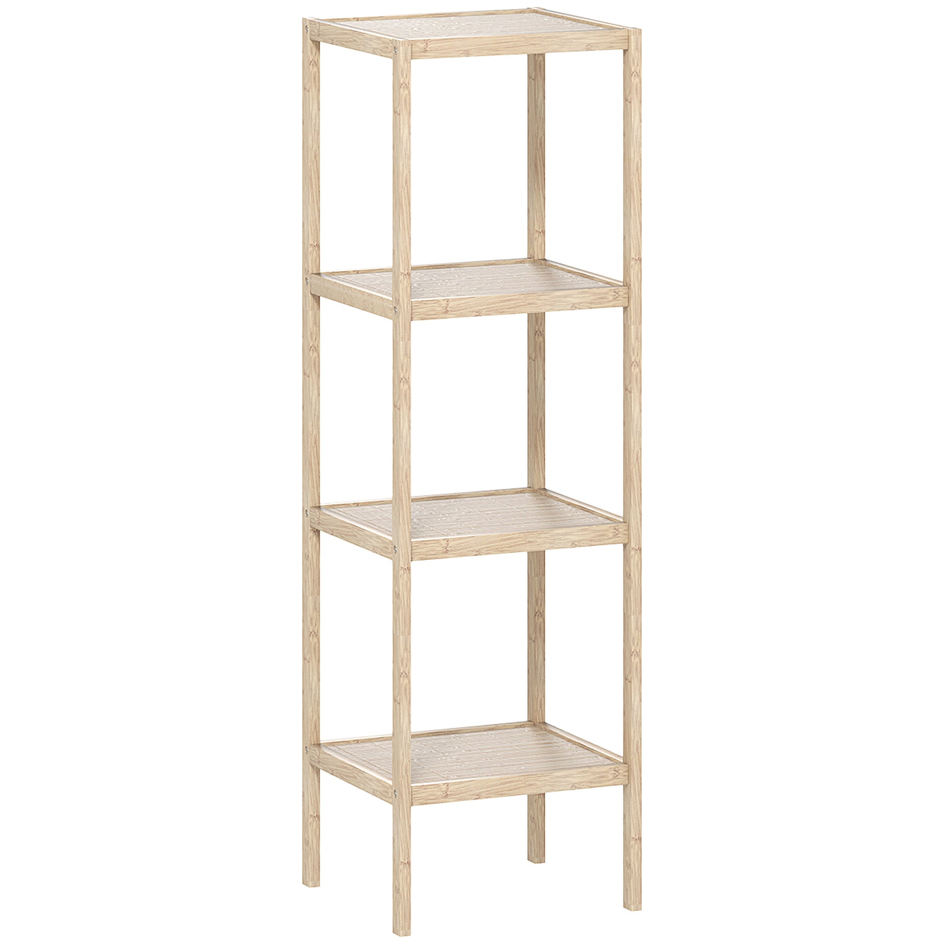 Photo of HOMCOM Four-Tier Bamboo Bathroom Shelf - Natural Finish in Finish colour on a white background