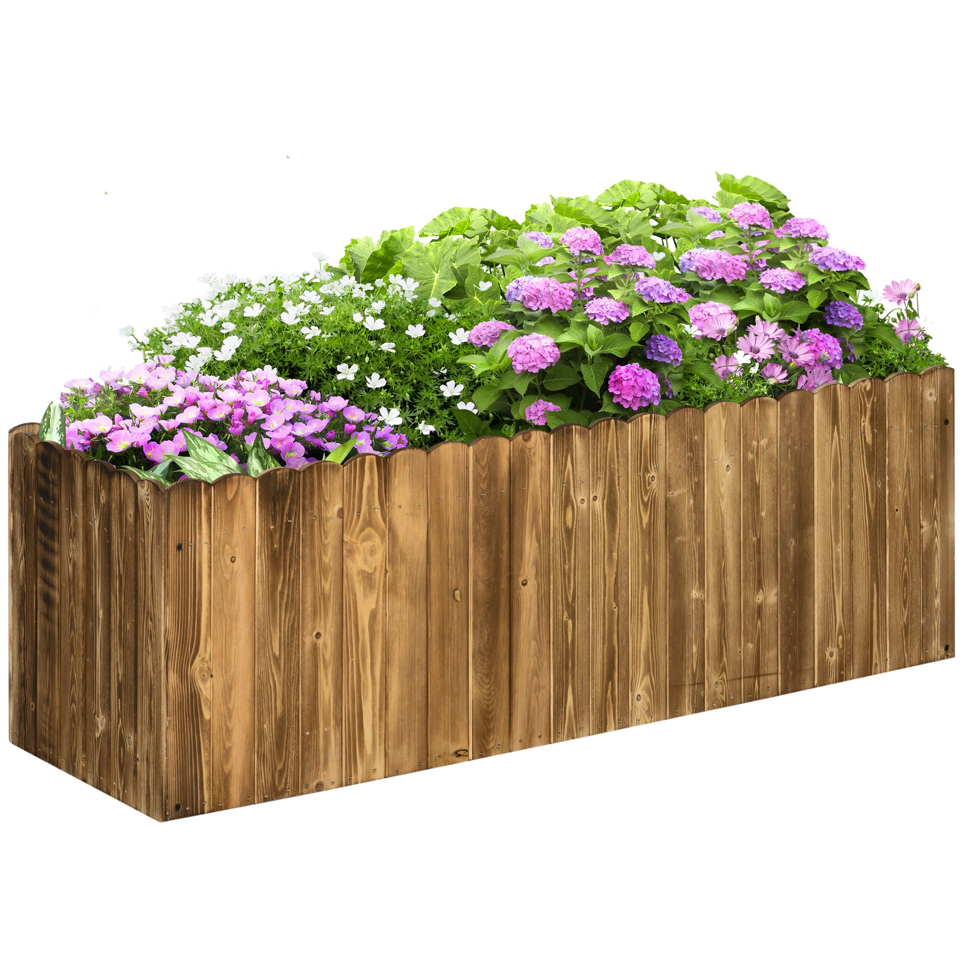 Photo of Outsunny 172L Raised Garden Bed, Wooden Rectangle Planter Box, Outdoor Herb Vegetable Flower Pot (120L x 40W x 40H cm) in cm) colour on a white background