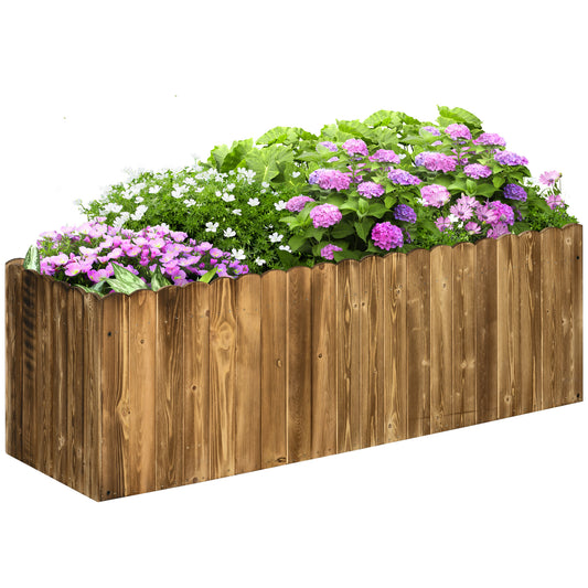 Photo of Outsunny 172L Raised Garden Bed, Wooden Rectangle Planter Box, Outdoor Herb Vegetable Flower Pot (120L x 40W x 40H cm) in cm) colour on a white background