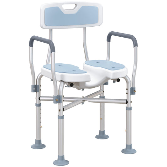 Photo of HOMCOM Aluminium Shower Chair, with Padded Seat - Light Blue in Blue colour on a white background