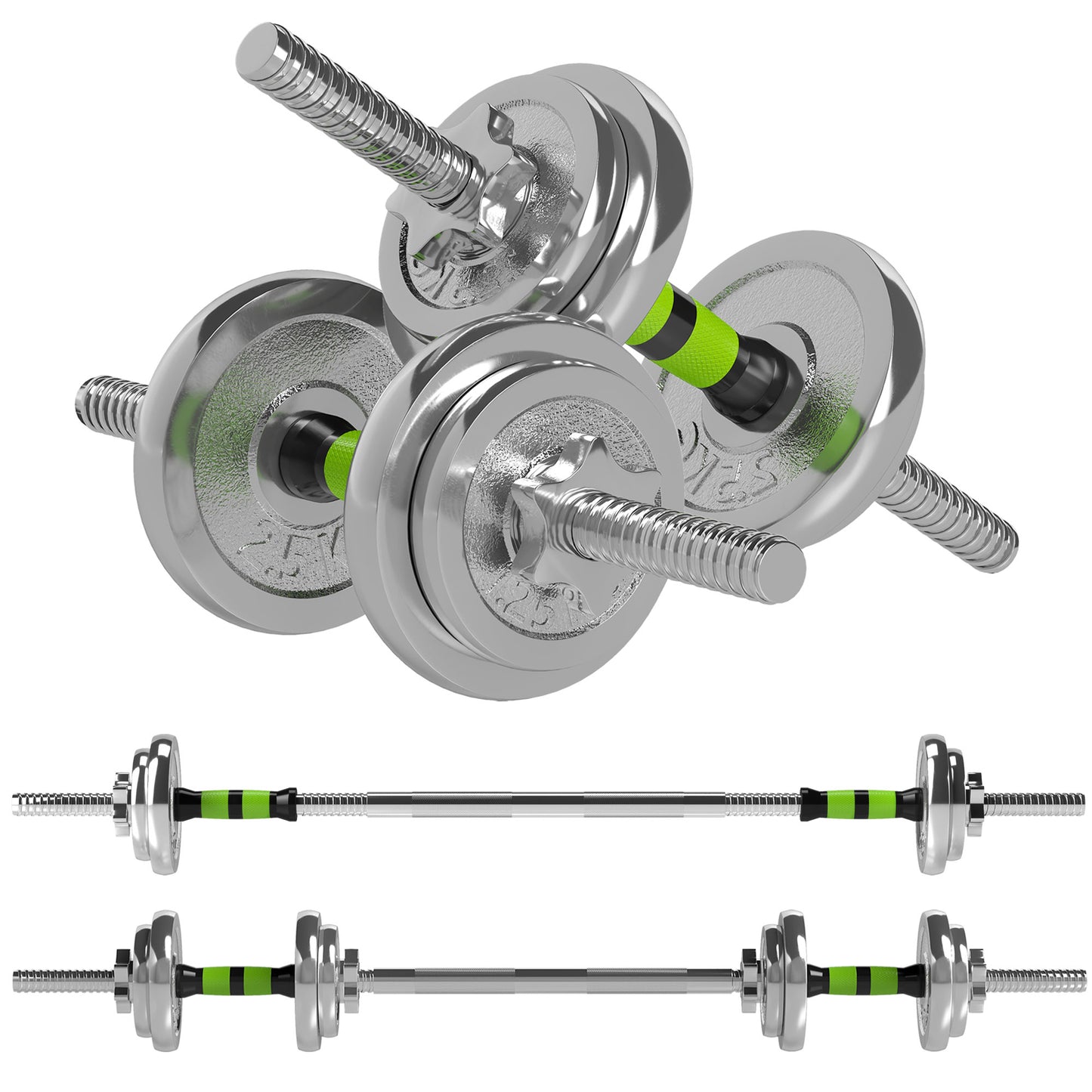 Photo of SPORTNOW 20kg 2-in-1 Barbell and Dumbbell Set, with Non-Slip Handle, for Weight Lifting, Training Home Gym in Gym colour on a white background