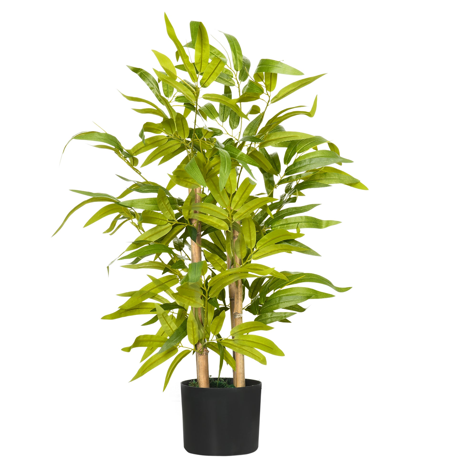Photo of HOMCOM Artificial Plants Bamboo Tree in Pot Desk Fake Plants for Home Indoor Decor, 15x15x60cm, Green in Green colour on a white background
