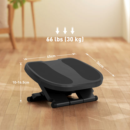 HOMCOM adjustable footrest shown with platform dimensions and height range